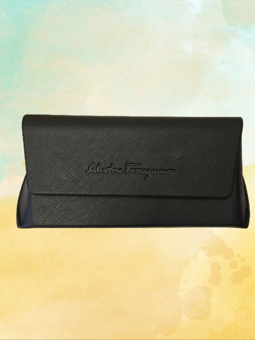 Salvatore Ferragamo Black Crosshatch Magnetic Close Eyeglass  Sunglass Case